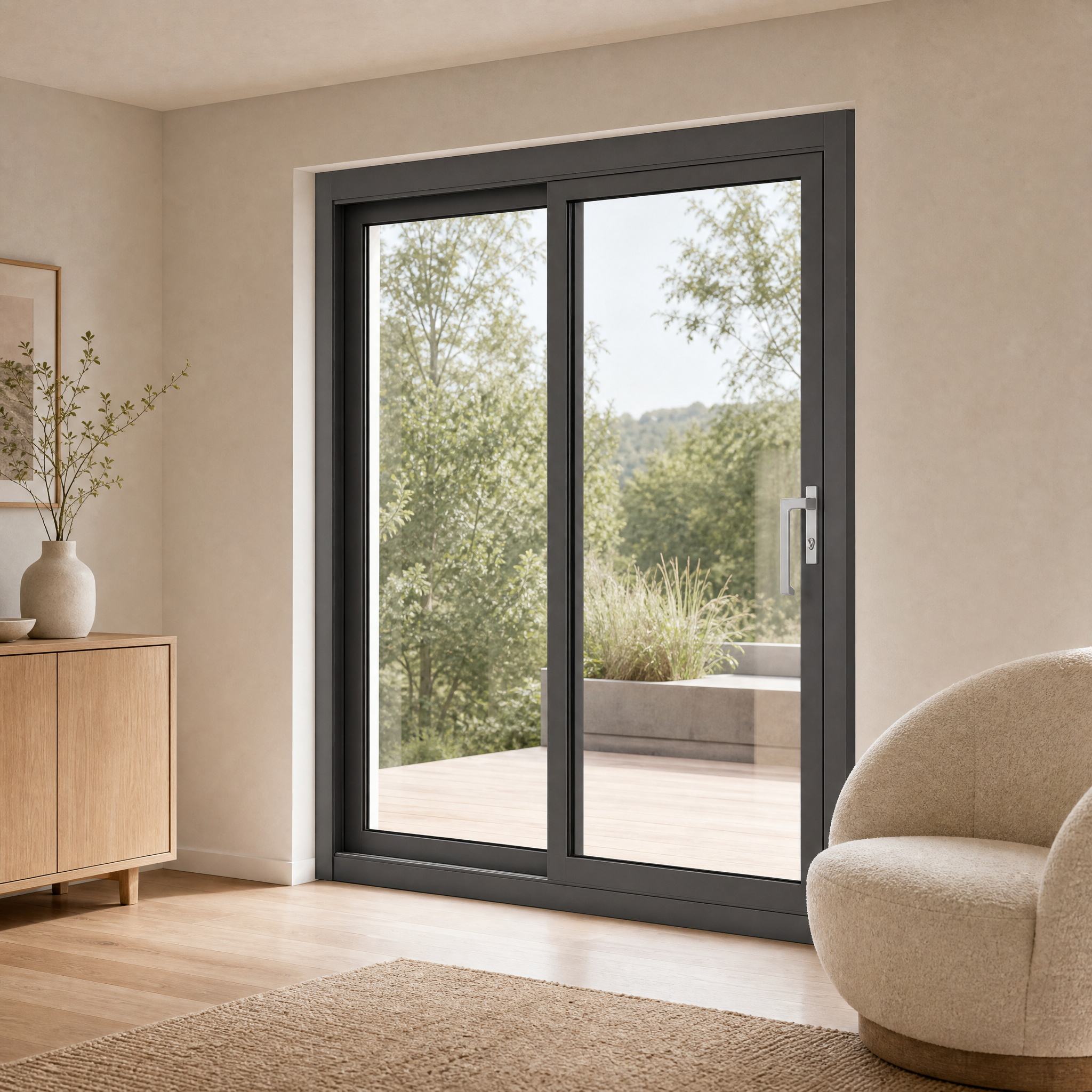 Side Pressure System Custom Aluminum Sliding Door - Side-Pressure Compression Sealing System